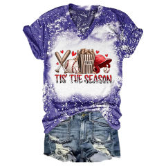 Season Time: Baseball Style Rainbow V-Neck T-Shirt